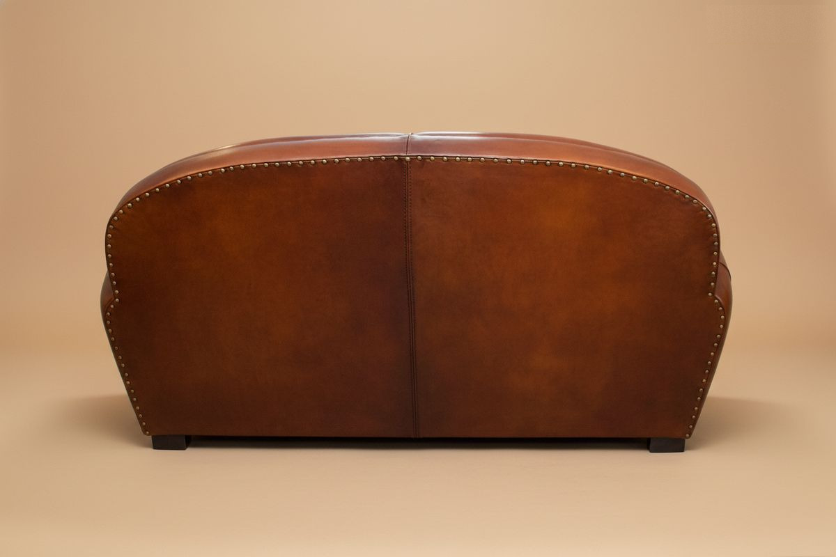 Canapé club cuir miel havane 2 places 170 cm – Canberra Cavalier