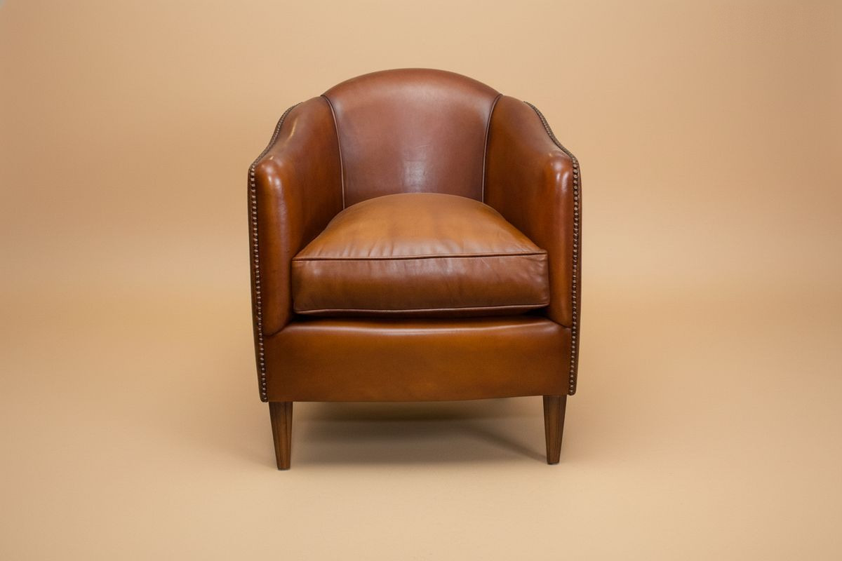 Fauteuil club cuir miel soutenu – Perth