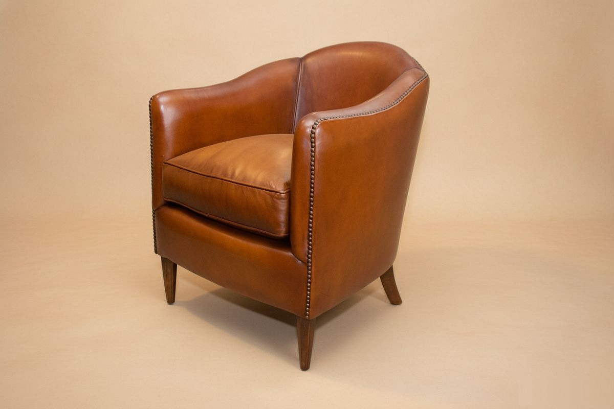 Fauteuil club cuir miel soutenu – Perth