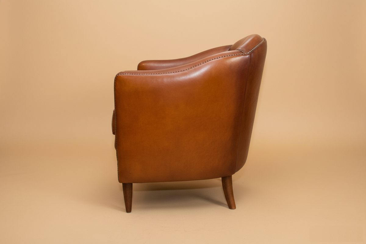 Fauteuil club cuir miel soutenu – Perth