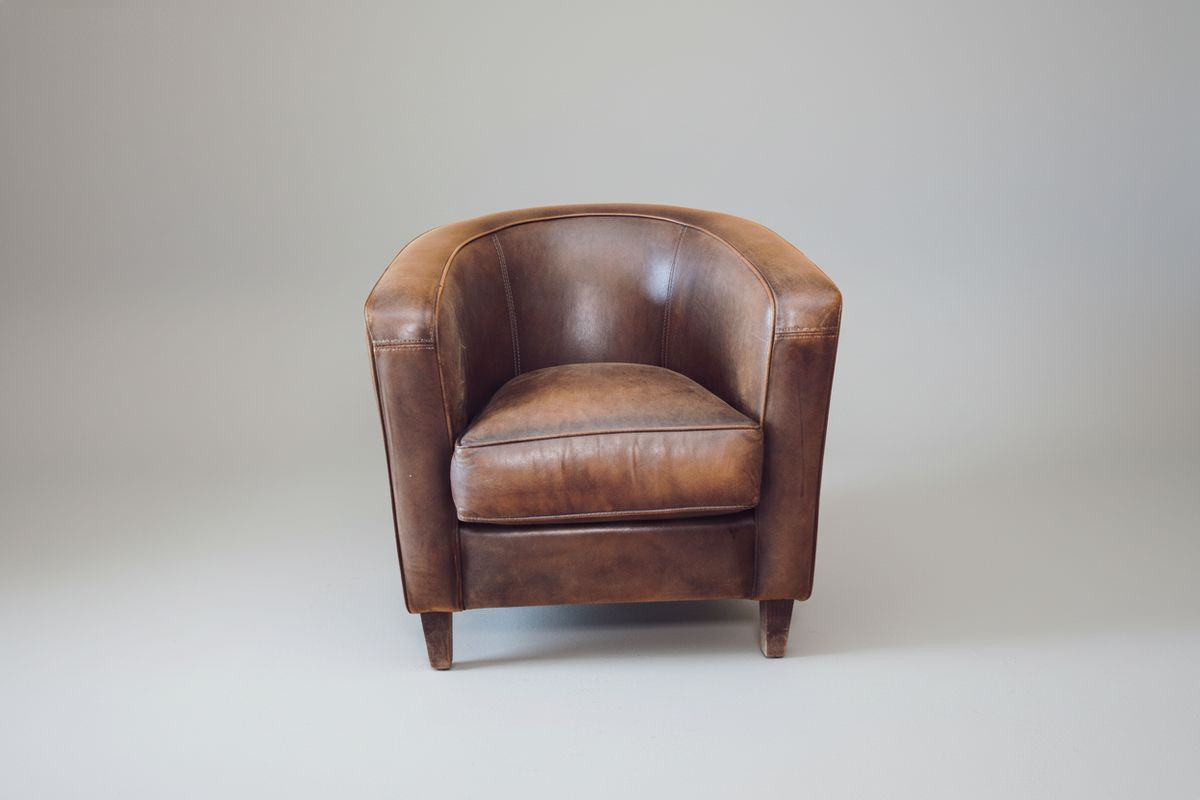 Fauteuil club cuir basane gris – Goulburn