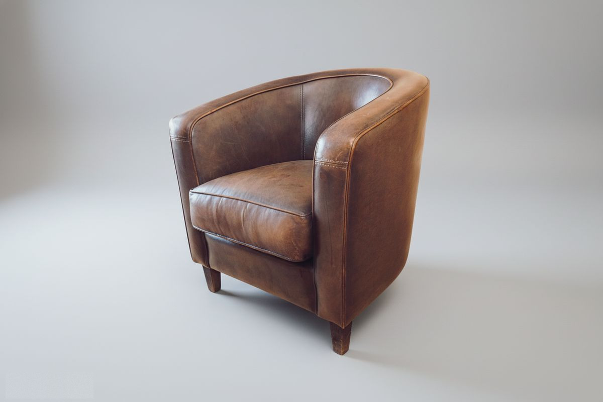 Fauteuil club cuir basane gris – Goulburn