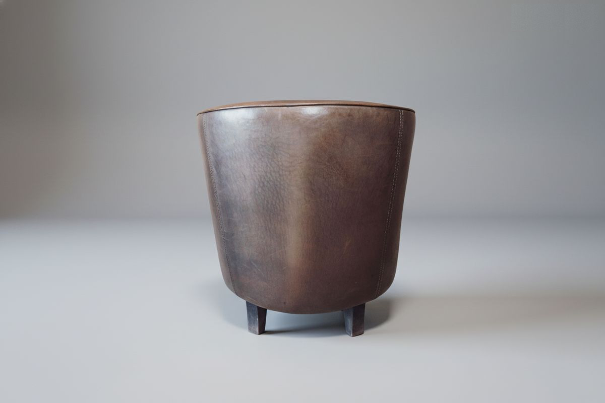 Fauteuil club cuir basane gris – Goulburn