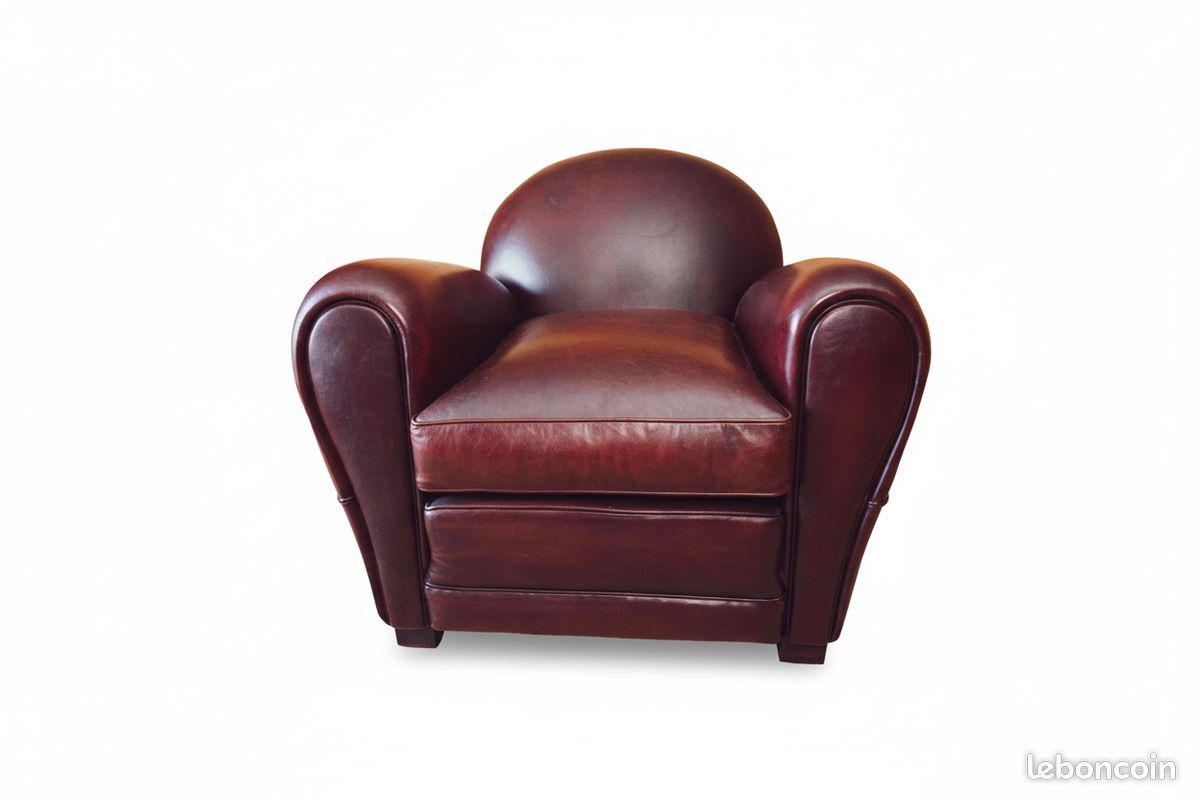 Fauteuil club cuir acajou garnissage traditionnel – Sydney