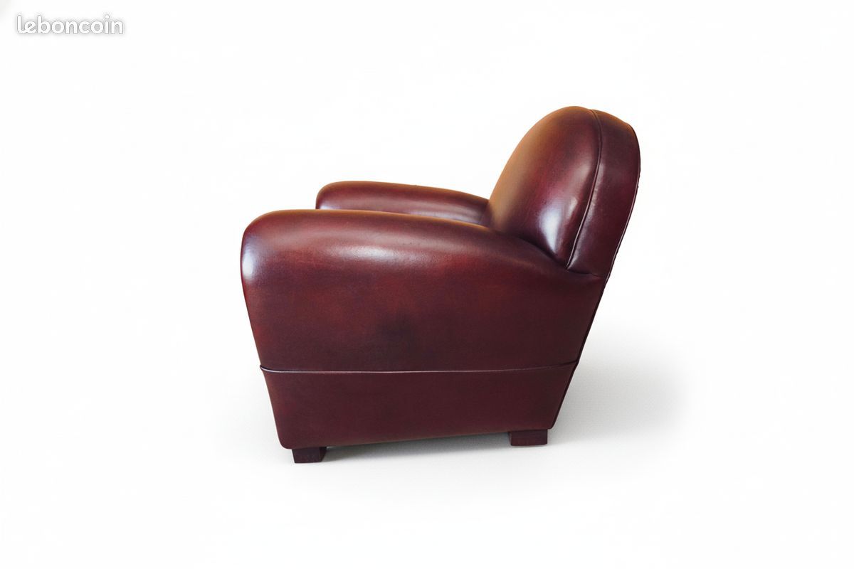 Fauteuil club cuir acajou garnissage traditionnel – Sydney