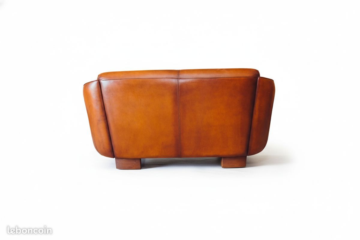 Canapé club cuir miel 2 places 155 cm – Hervey