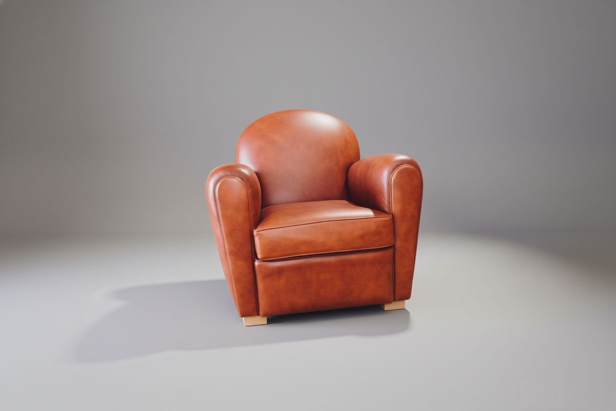 Fauteuil club cuir taureau havane – Canberra