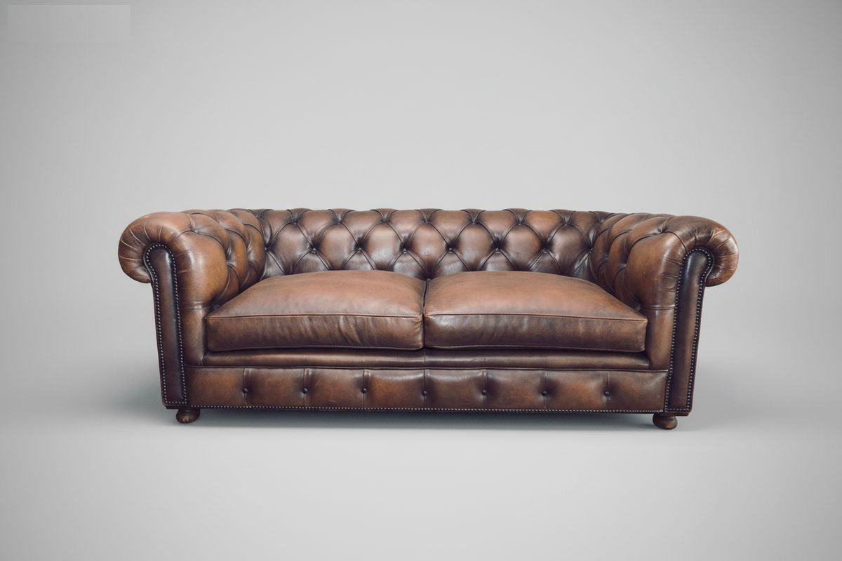 Canapé Chesterfield cuir gris 3 places 200 cm – Palmerston