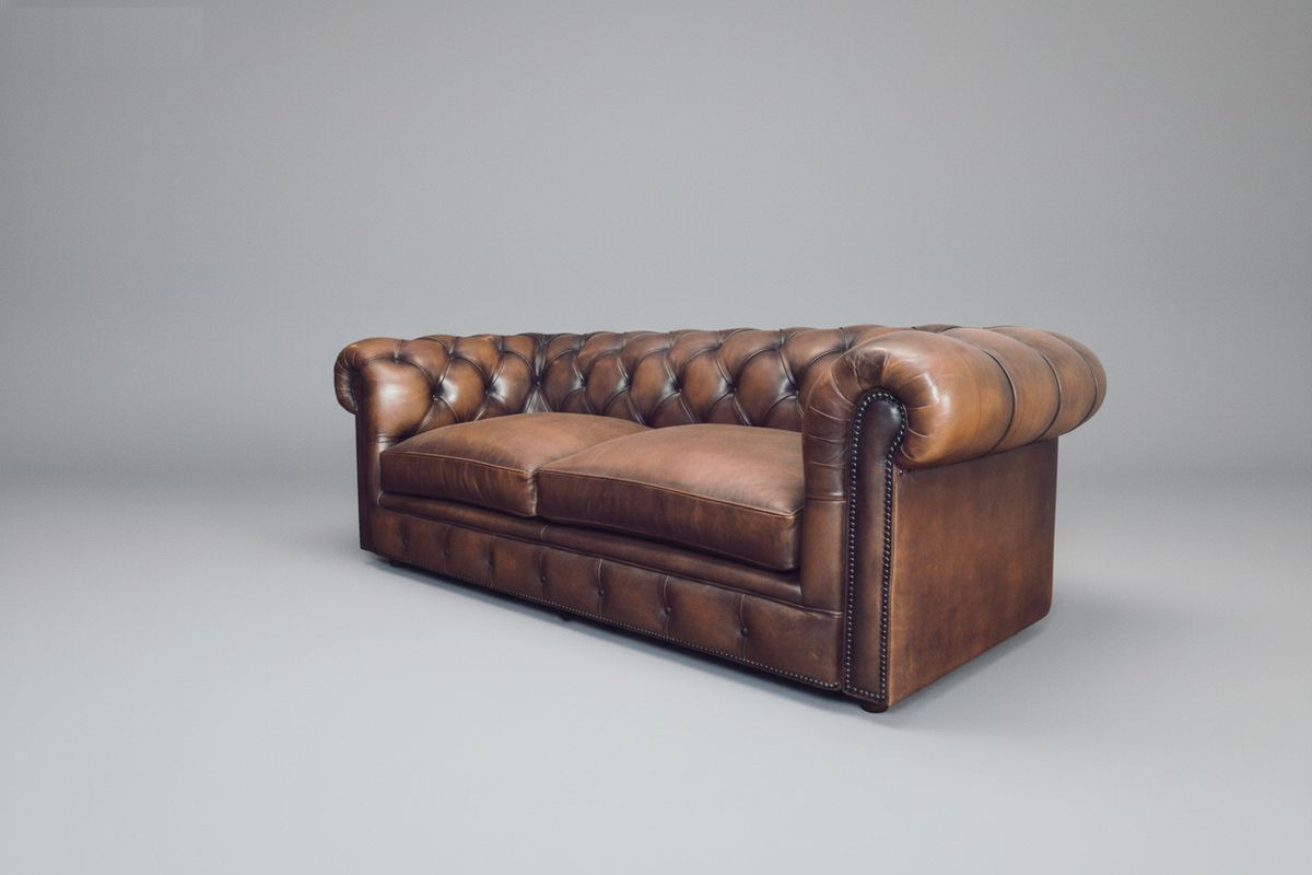Canapé Chesterfield cuir gris 3 places 200 cm – Palmerston