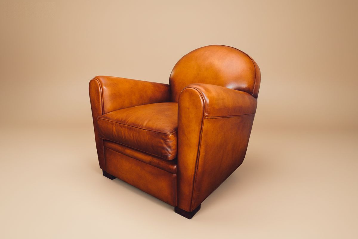 Fauteuil club cuir miel – Harden – assise mousse confort