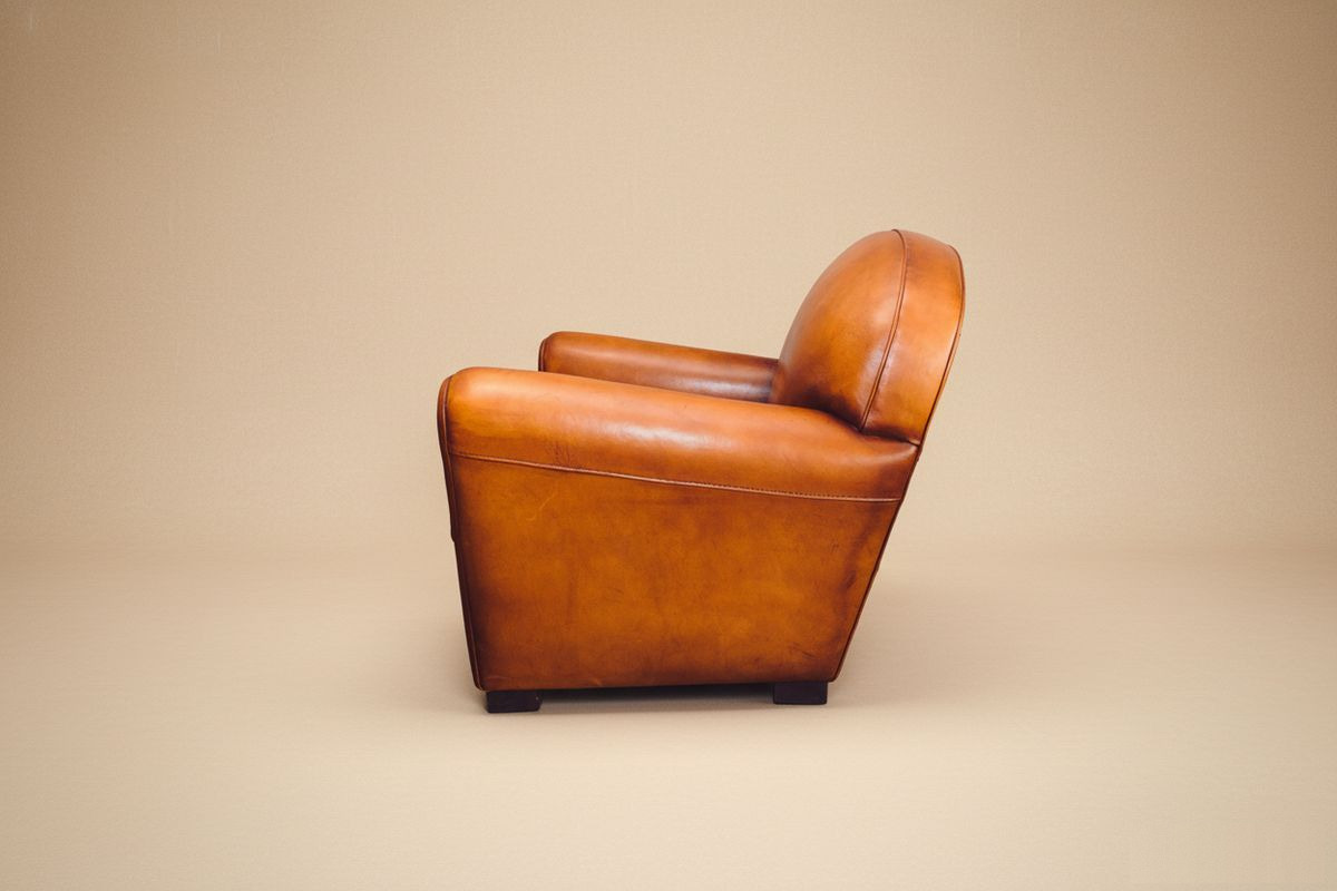 Fauteuil club cuir miel – Harden – assise mousse confort