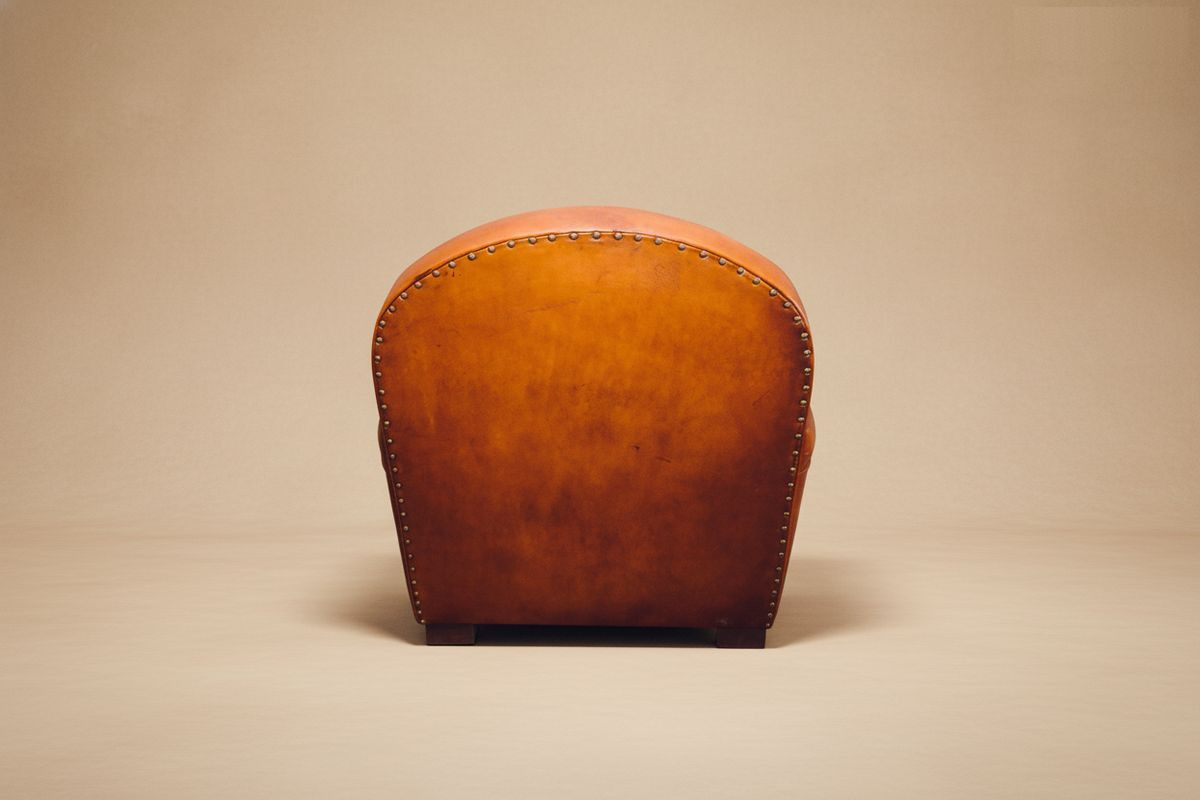 Fauteuil club cuir miel – Harden – assise mousse confort
