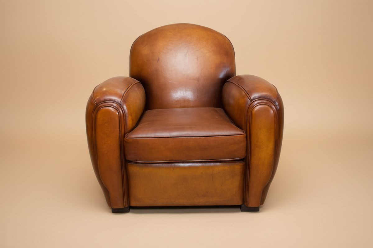 Fauteuil club cuir miel grand format 95 cm – Eden – occasion