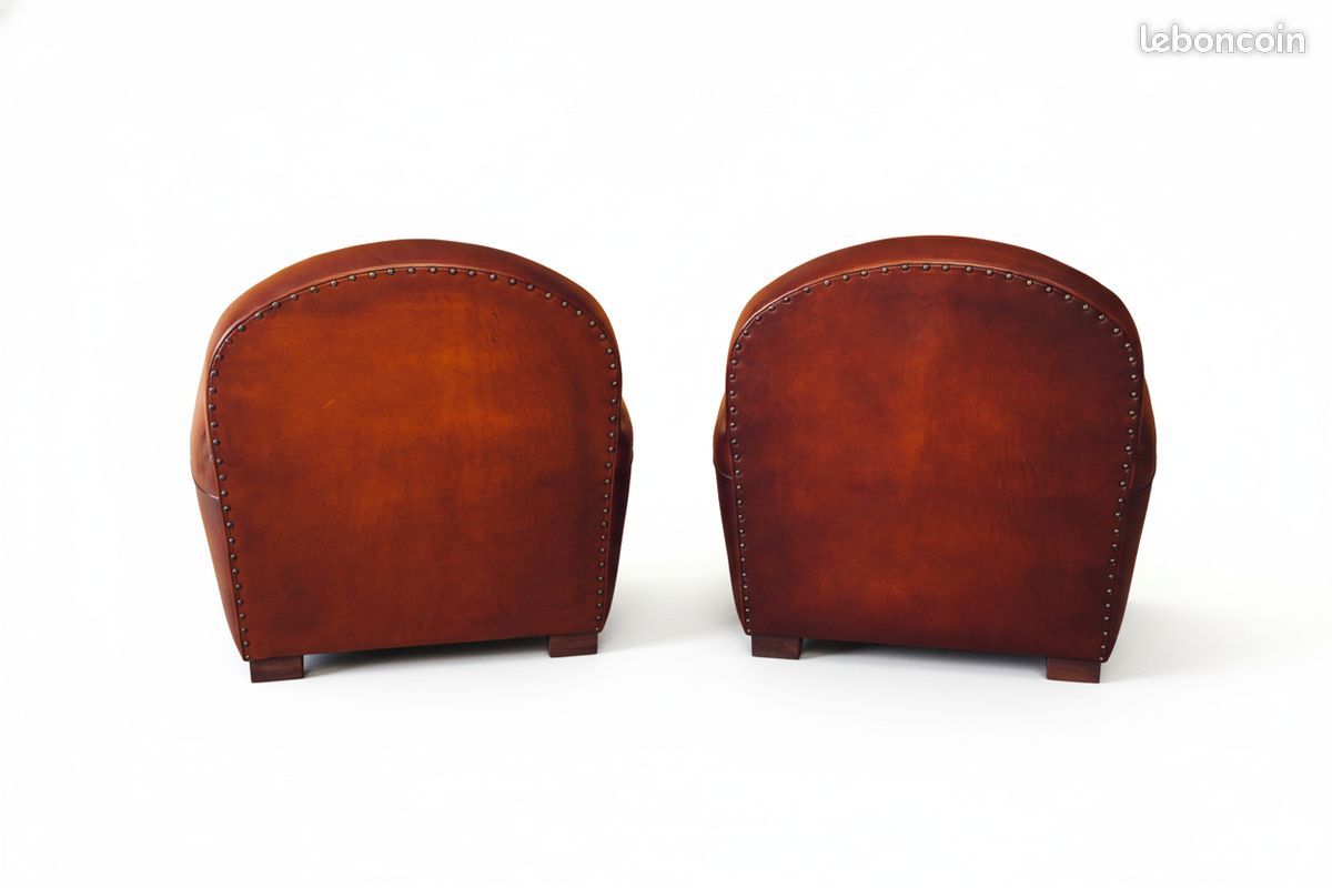 Lot de 2 fauteuils club cuir miel havane – Harden