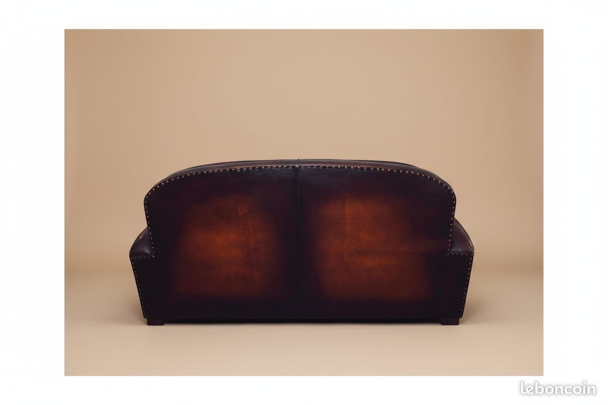 Canapé club cuir chocolat 3 places 185 cm – Hobart