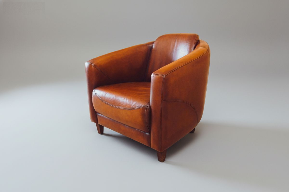 Fauteuil club cuir miel soutenu – Hervey