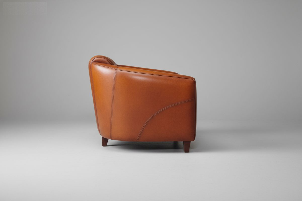 Fauteuil club cuir miel soutenu – Hervey