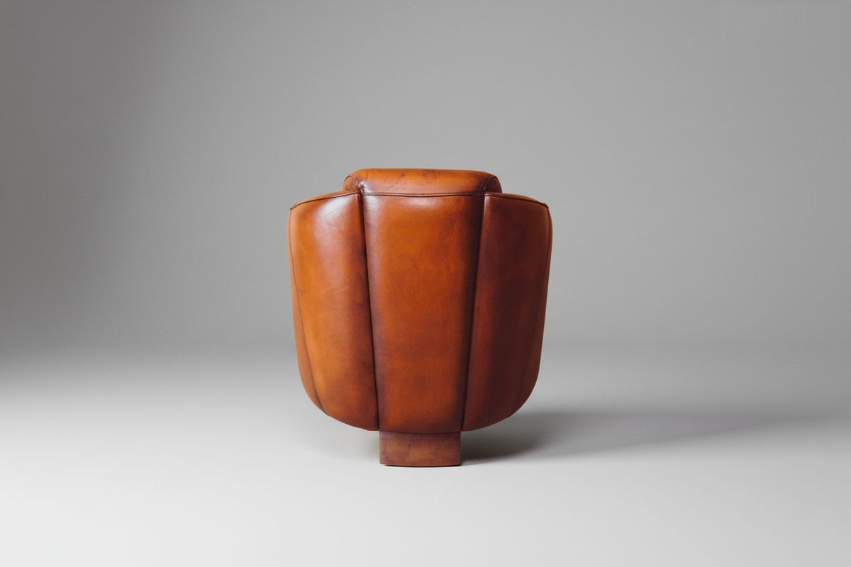 Fauteuil club cuir miel soutenu – Hervey