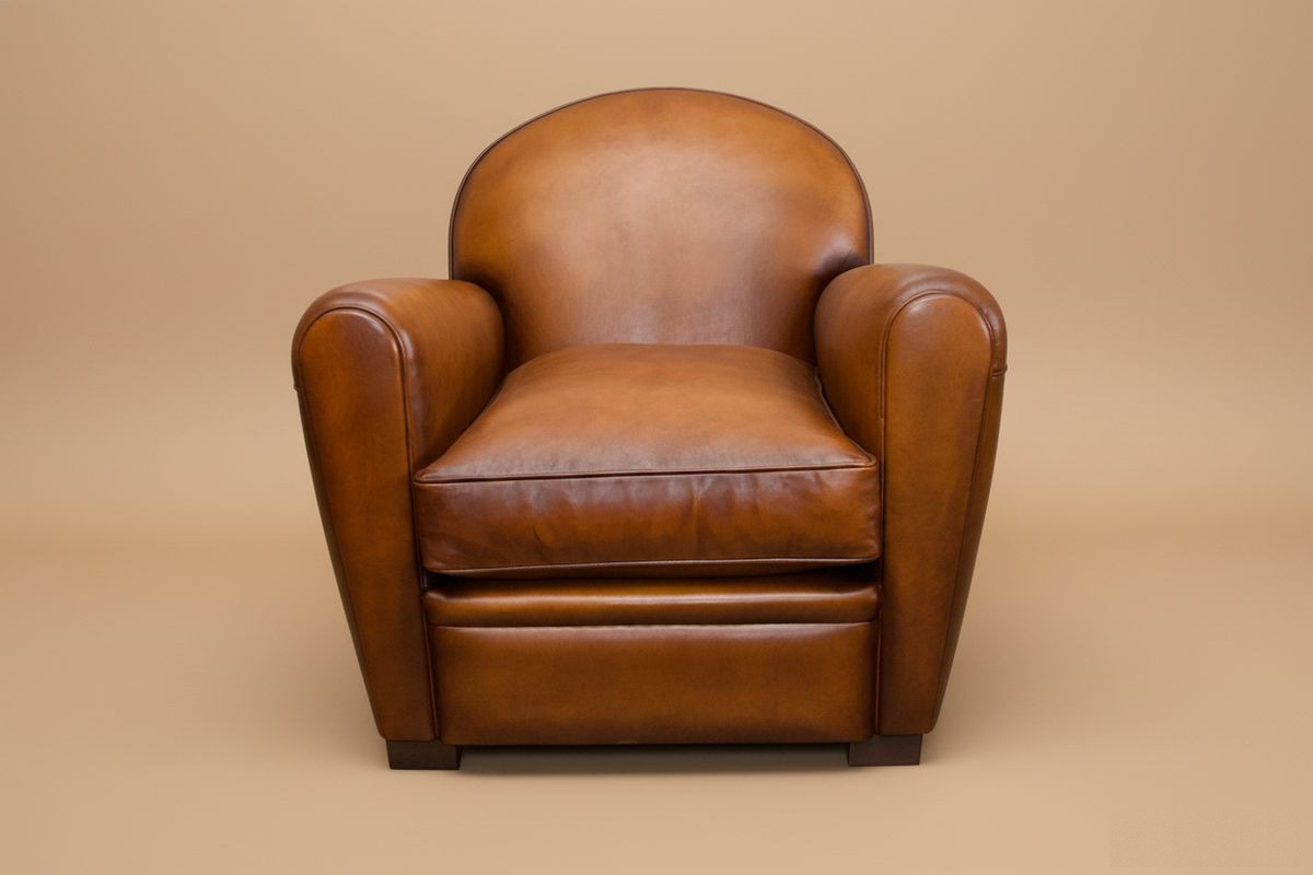 Fauteuil club cuir miel – Harden – coussin fibre