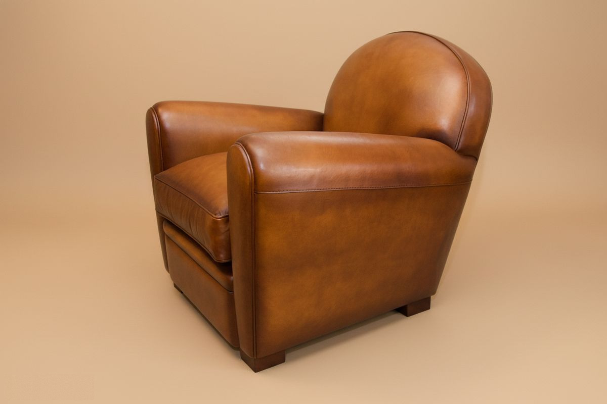 Fauteuil club cuir miel – Harden – coussin fibre