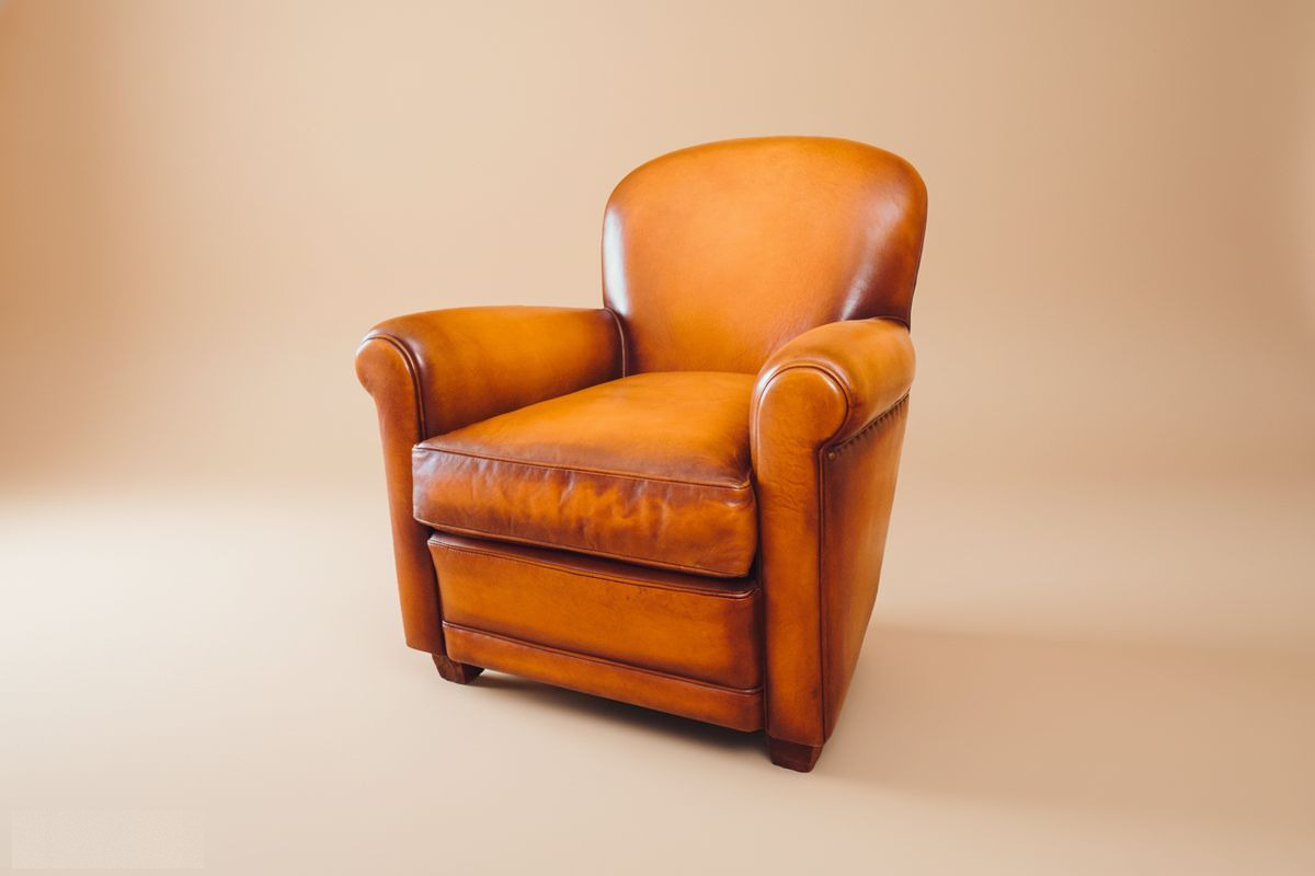 Fauteuil club cuir fauve nuancé – Melton