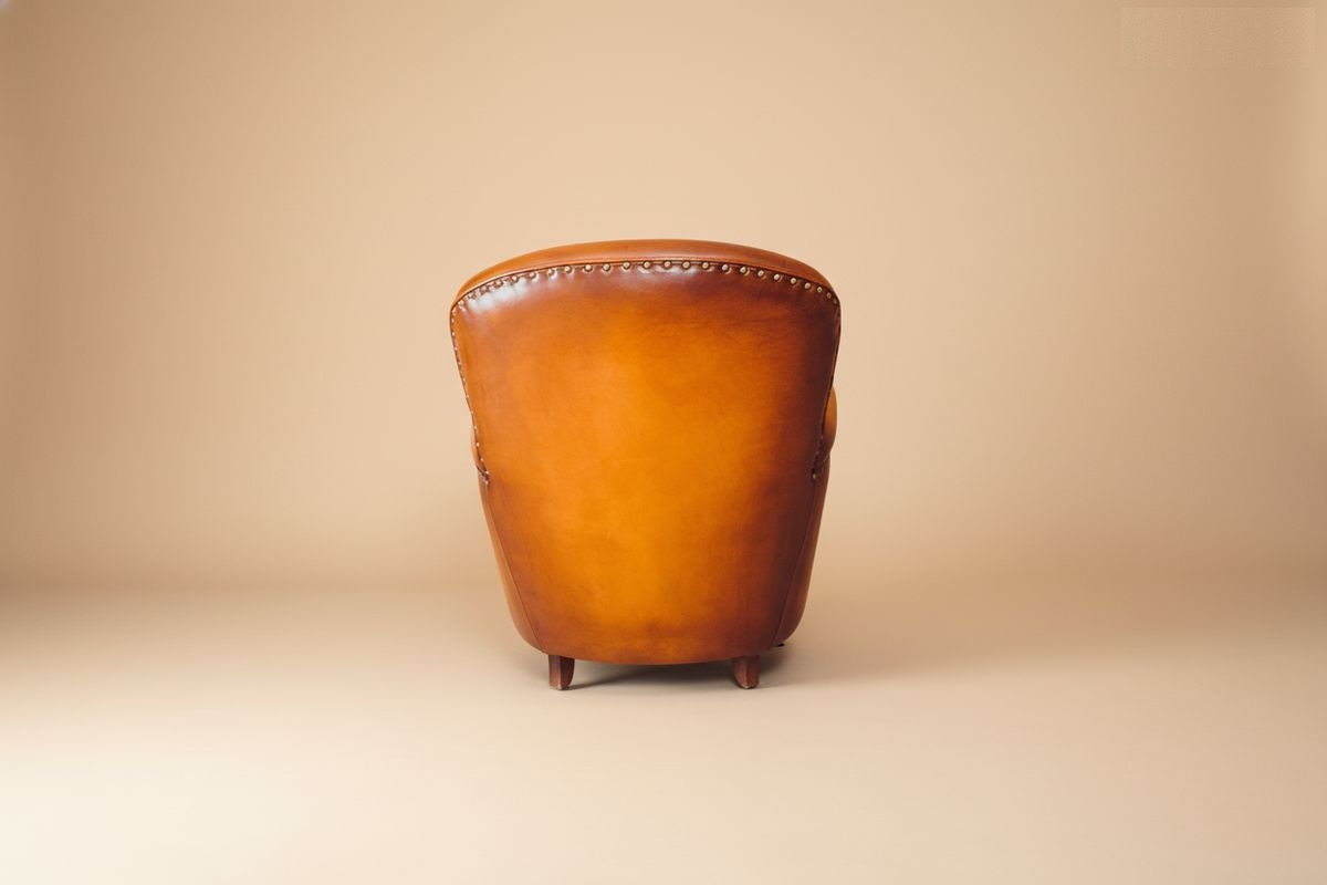 Fauteuil club cuir fauve nuancé – Melton