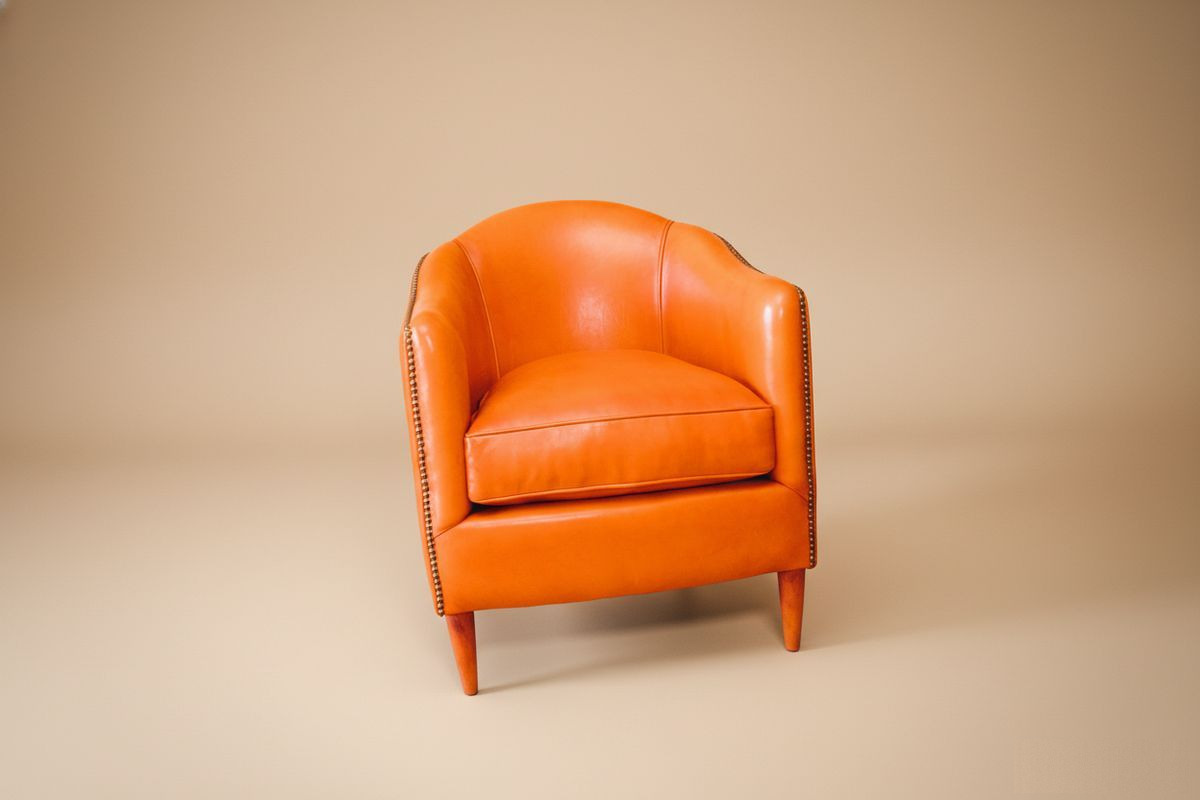 Fauteuil club cuir basane orange – Perth