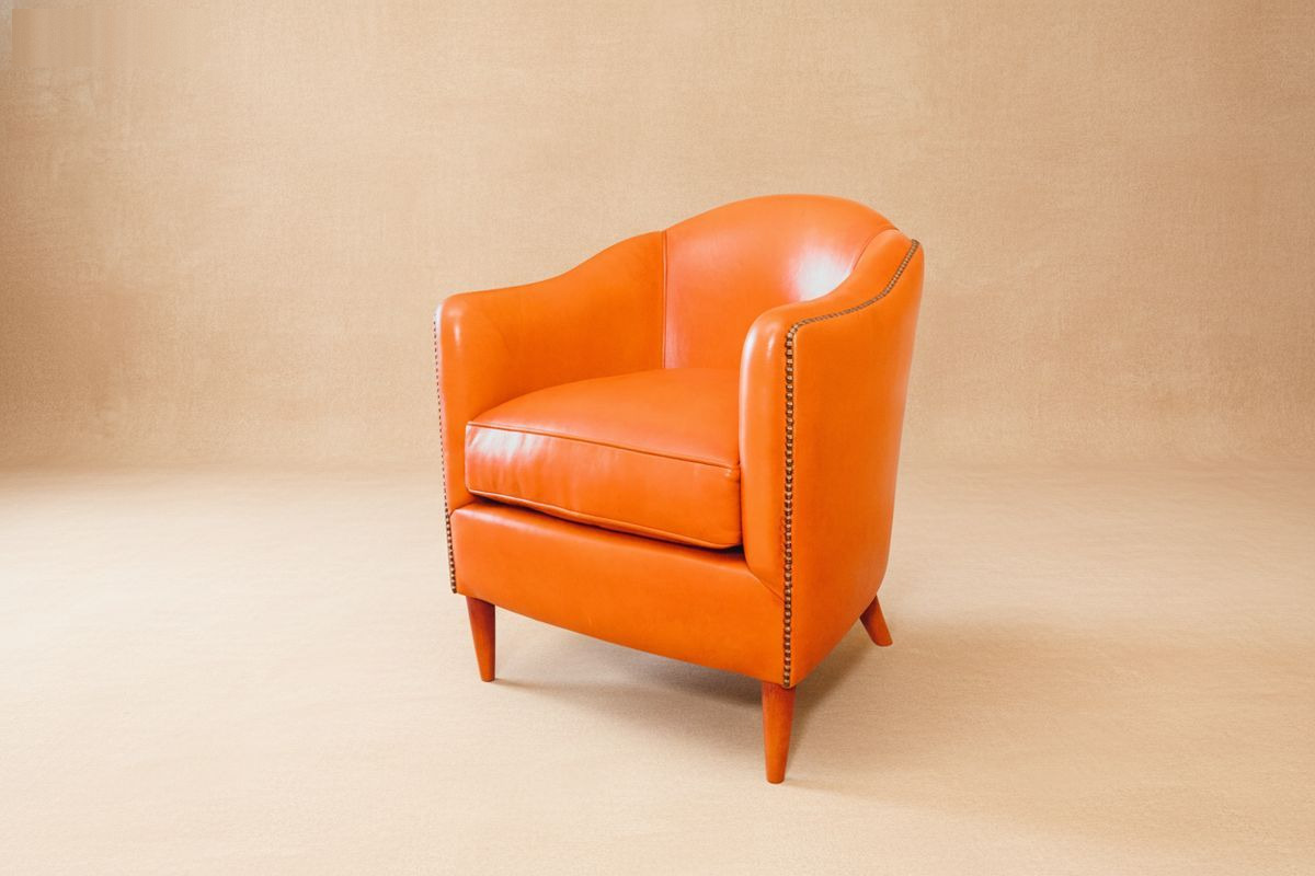 Fauteuil club cuir basane orange – Perth