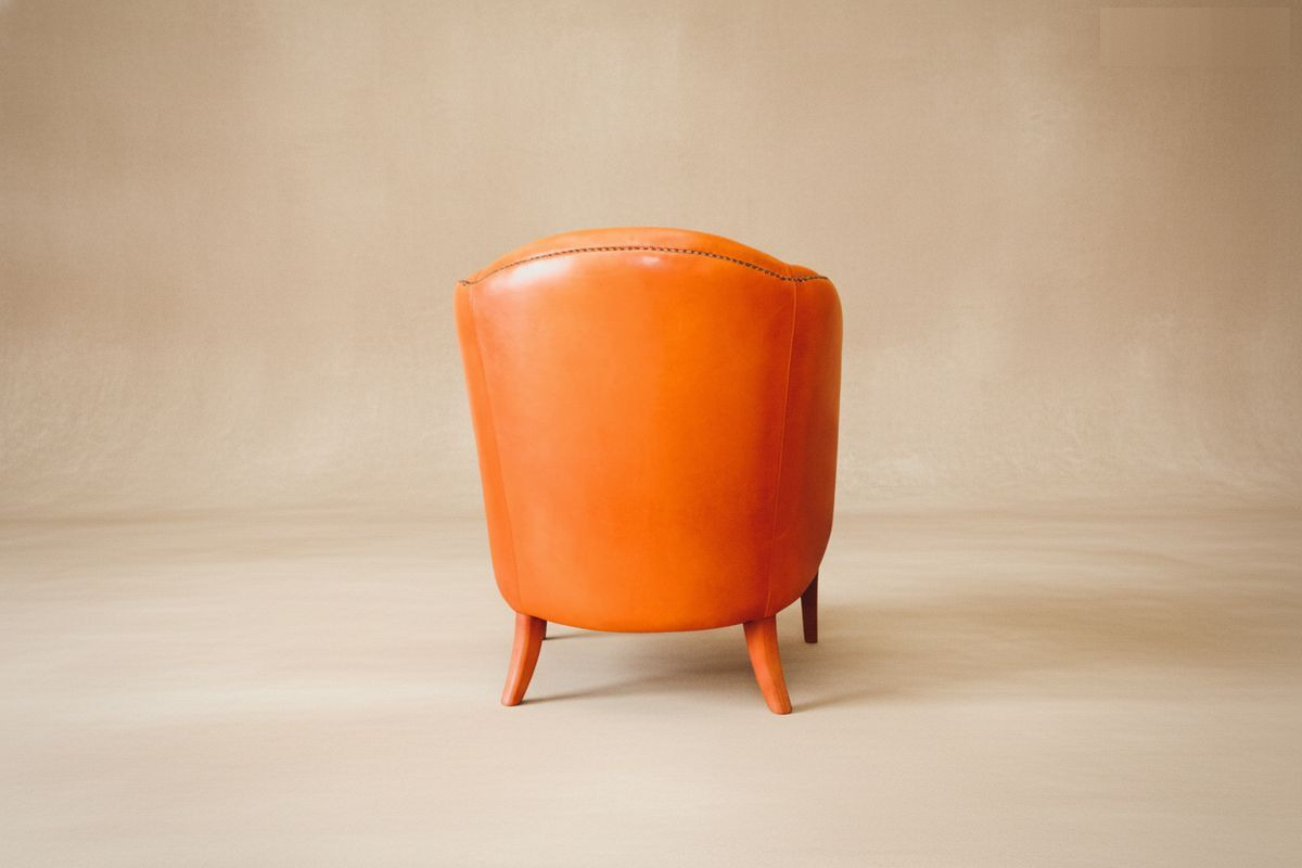 Fauteuil club cuir basane orange – Perth