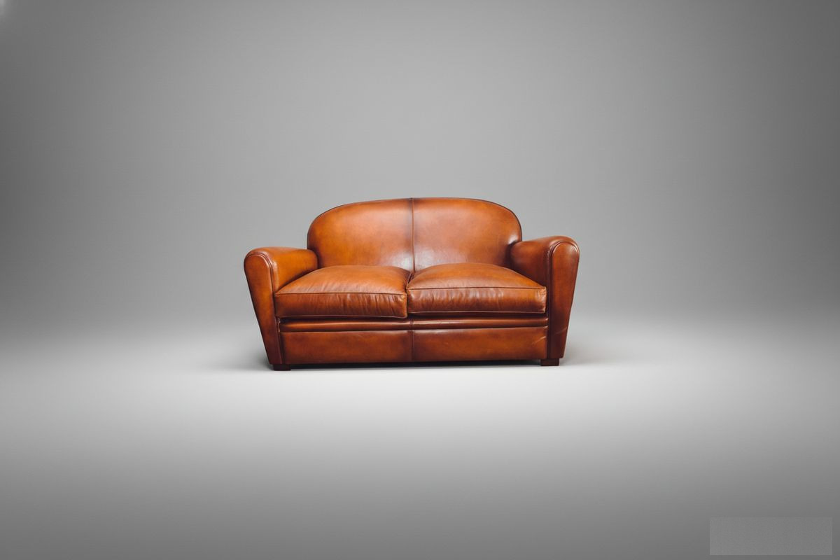 Canapé club cuir miel 2 places 165 cm – Harden