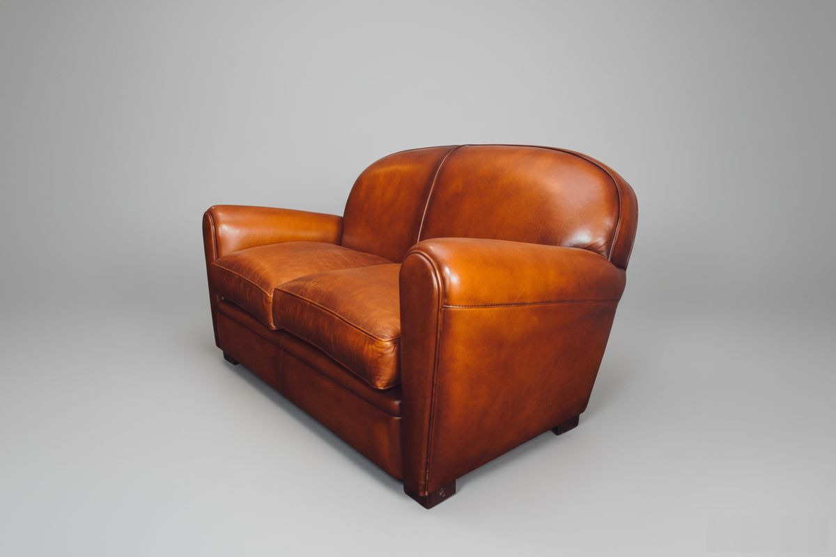 Canapé club cuir miel 2 places 165 cm – Harden