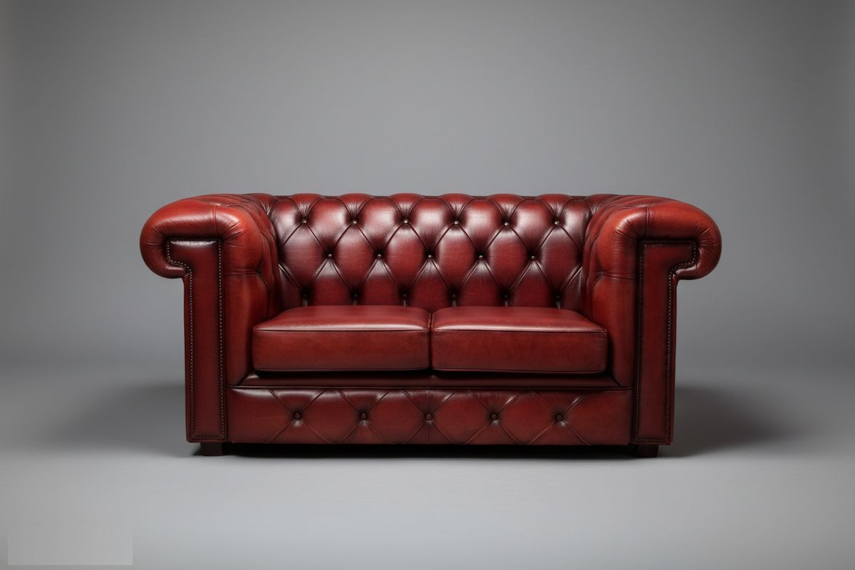 Canapé Chesterfield cuir aubergine 180 cm – Bunbury