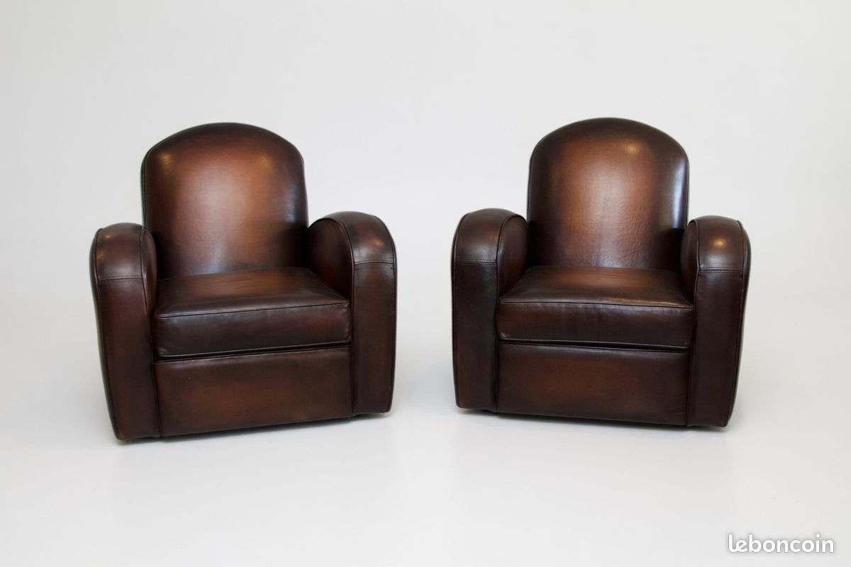 Lot de 2 fauteuils club cuir chocolat – Hobart