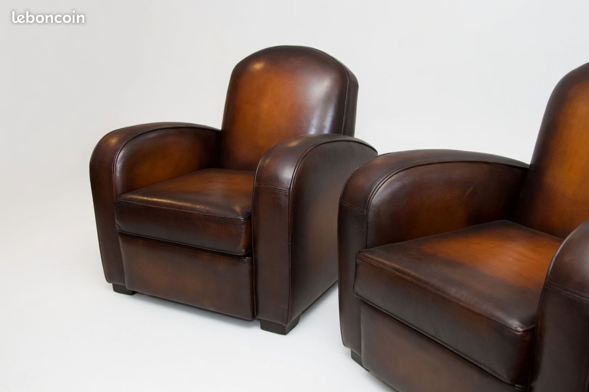 Lot de 2 fauteuils club cuir chocolat – Hobart