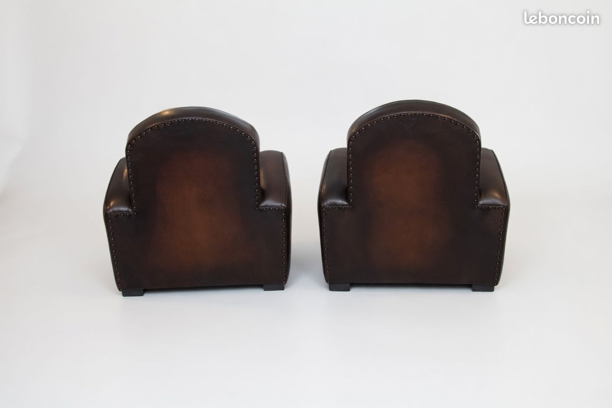 Lot de 2 fauteuils club cuir chocolat – Hobart
