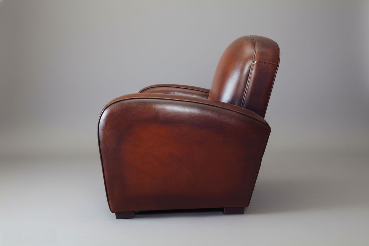 Fauteuil club cuir chocolat nuancé – Hobart