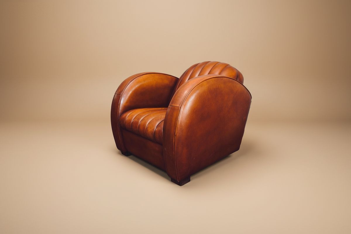 Fauteuil club cuir miel assise profonde – Dubbo