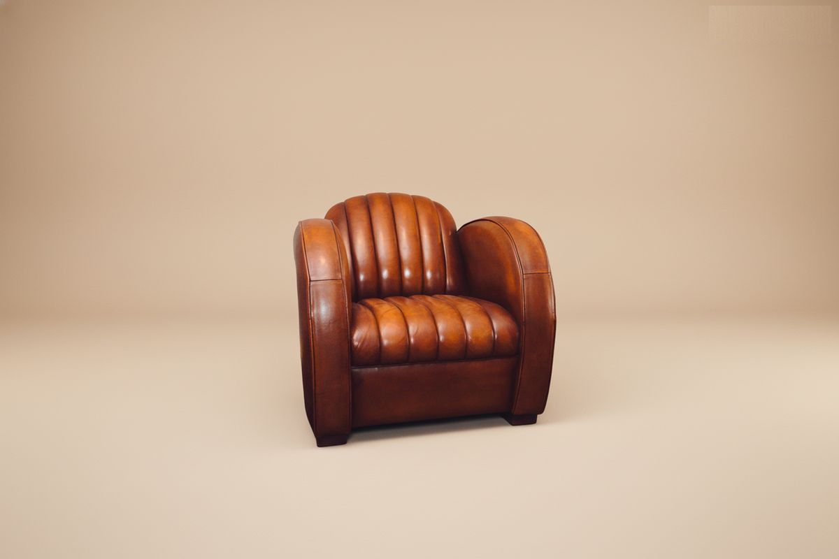 Fauteuil club cuir miel assise profonde – Dubbo