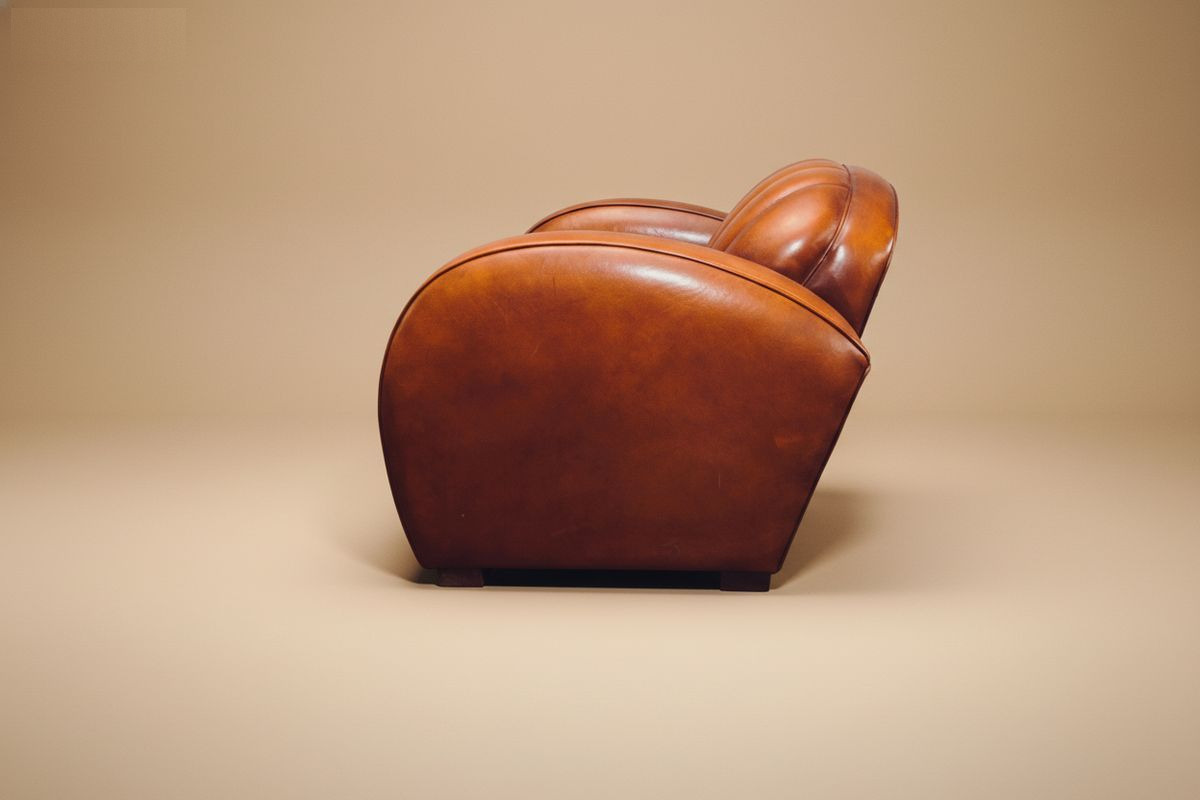 Fauteuil club cuir miel assise profonde – Dubbo