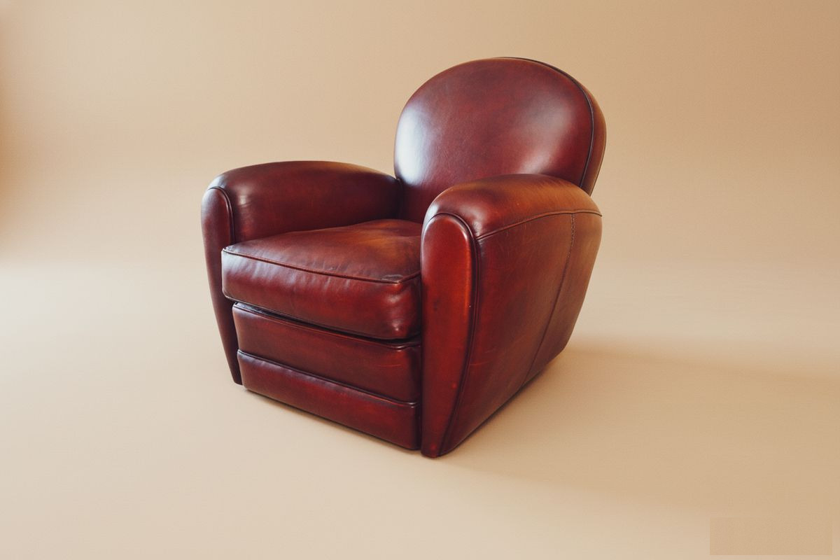 Fauteuil club cuir havane garnissage traditionnel – Brisbane