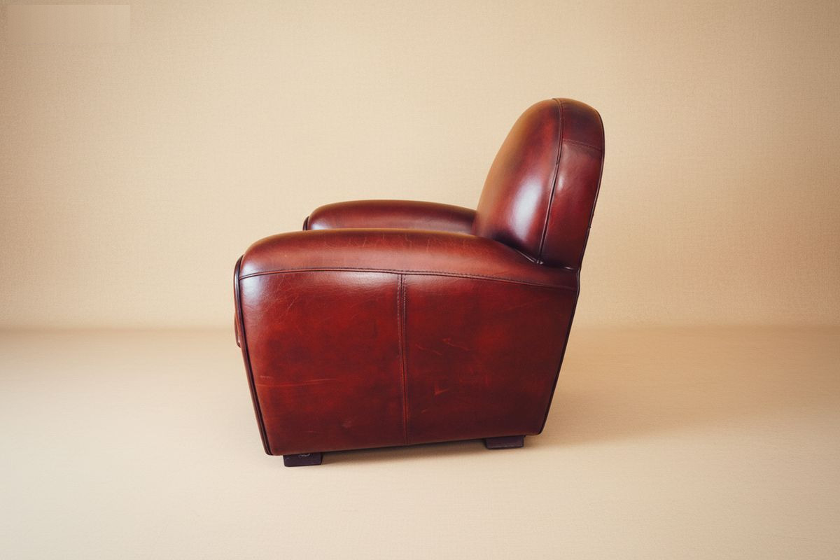 Fauteuil club cuir havane garnissage traditionnel – Brisbane