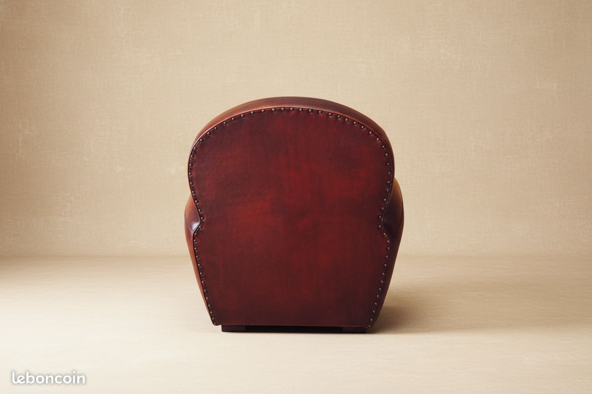 Fauteuil club cuir havane garnissage traditionnel – Brisbane