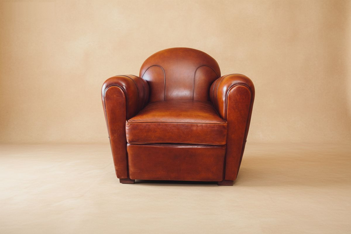 Fauteuil club cuir miel patiné – Canberra Cavalier