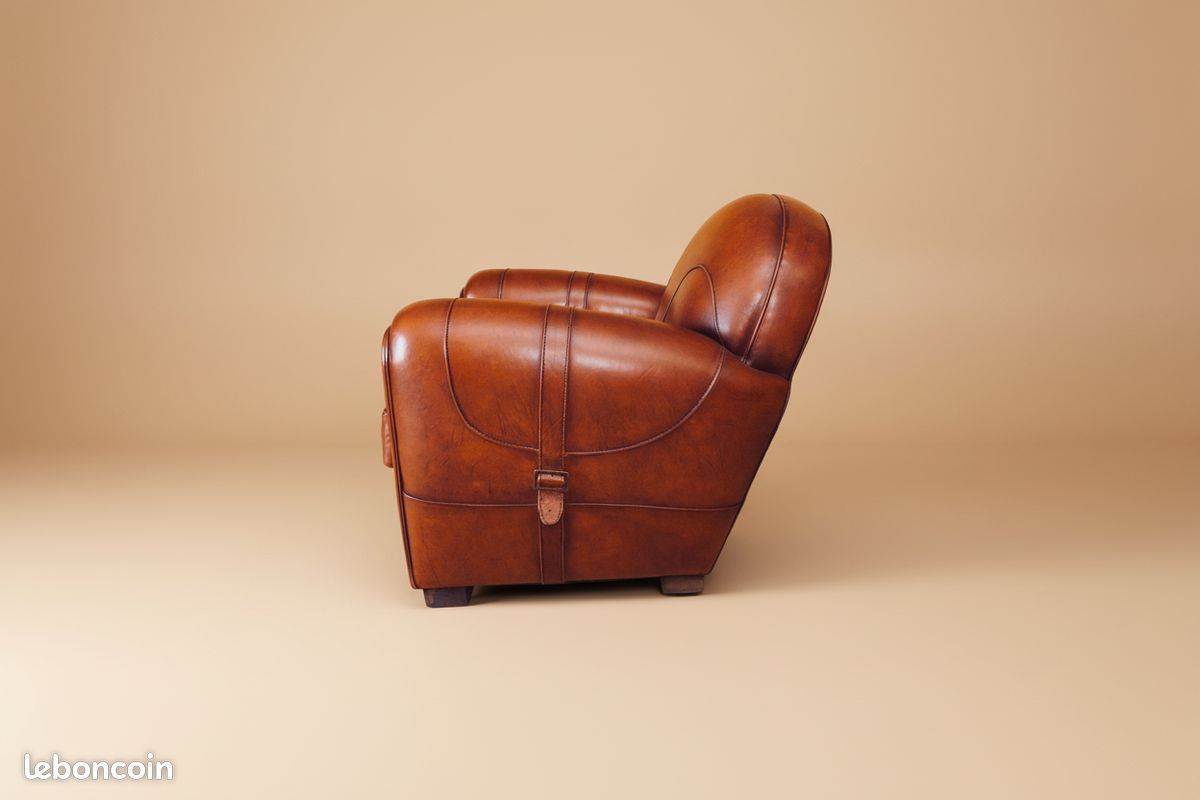Fauteuil club cuir miel patiné – Canberra Cavalier