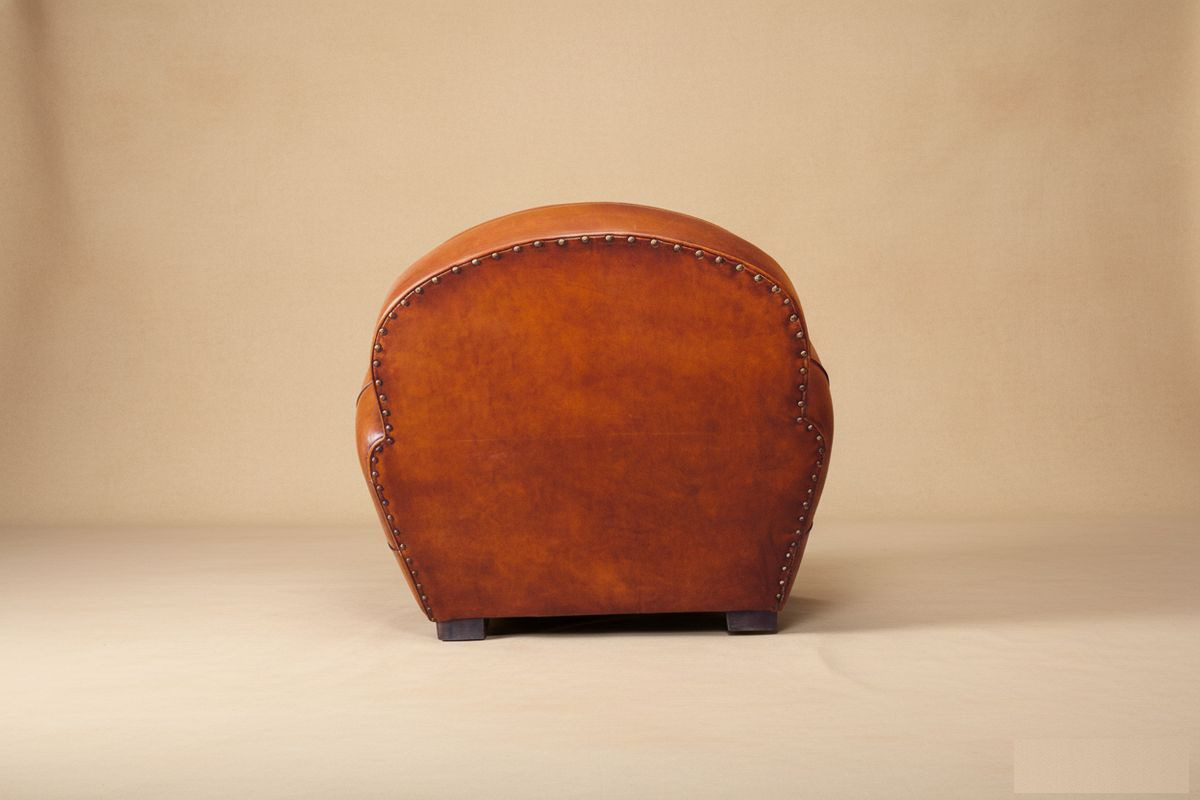 Fauteuil club cuir miel patiné – Canberra Cavalier
