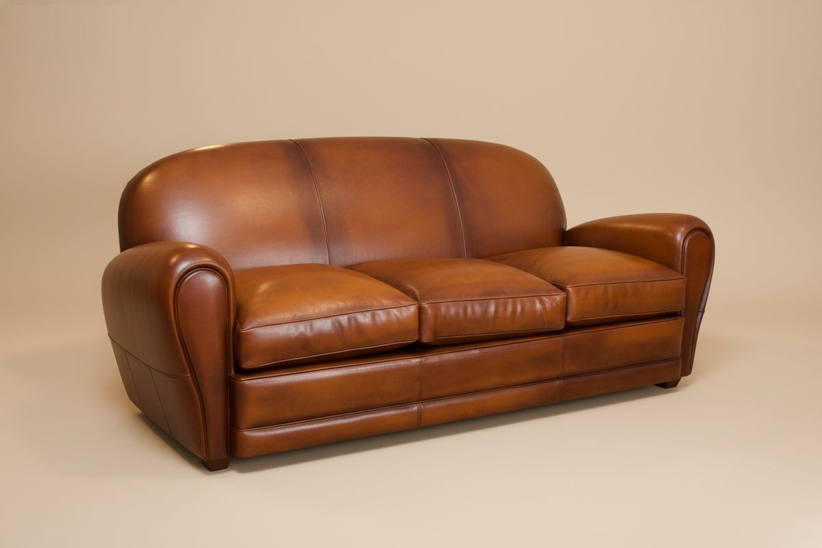 Canapé club cuir miel 3 places 210 cm – Sydney
